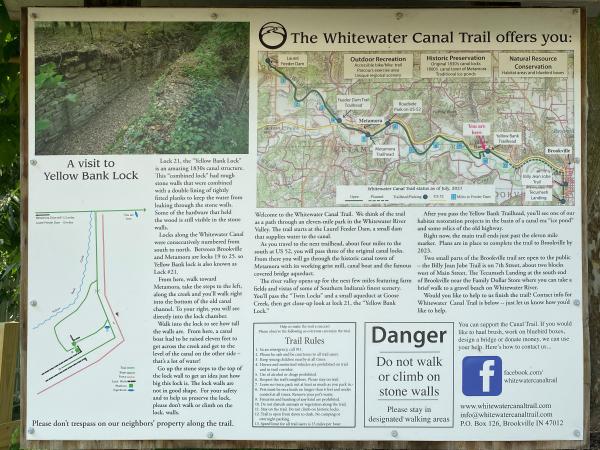 Whitewater Canal Trail information board at the Yellowbank trailhead