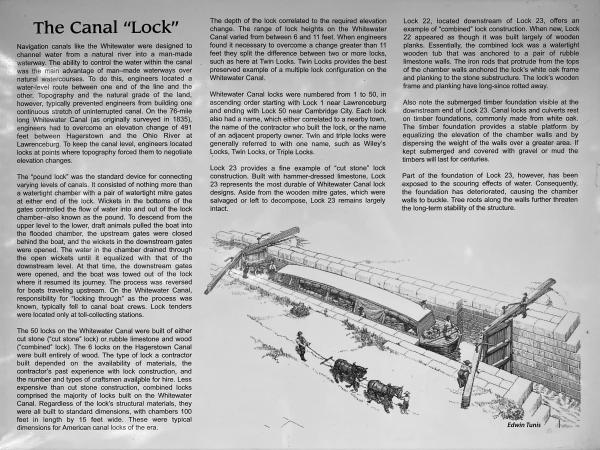 Whitewater Canal informational board explaining how locks work