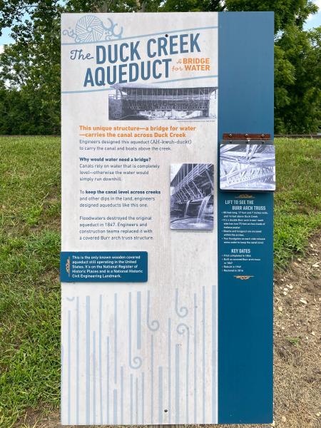 Whitewater Canal Duck Creek aqueduct information board