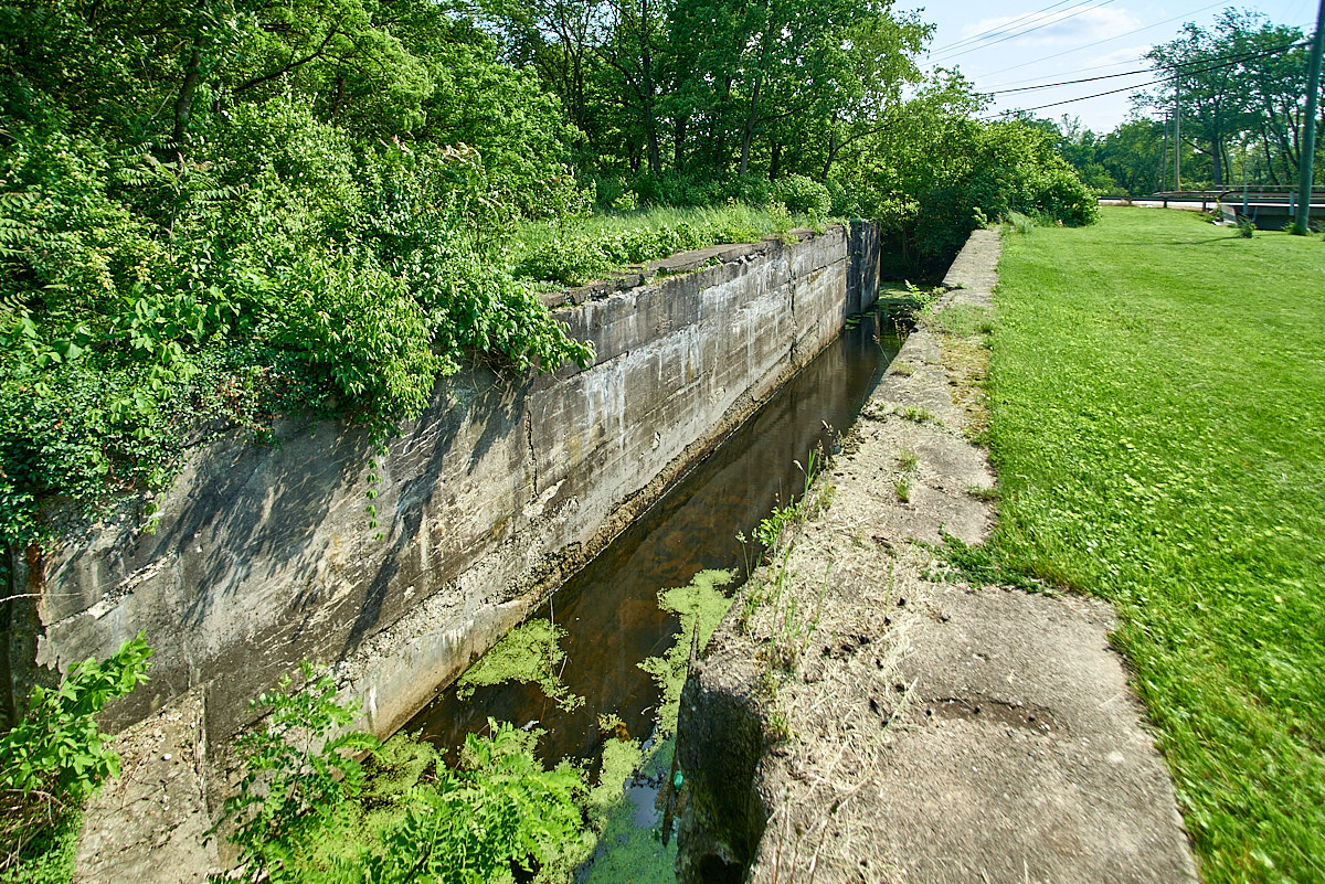 Remains of the Excello lock in the present-day.  Even though it was rebuilt in the first decade of the 20th century, it is still in rough shape.