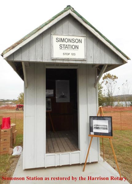 Recent photo of the restored CL&A Simonson Station, stop #123