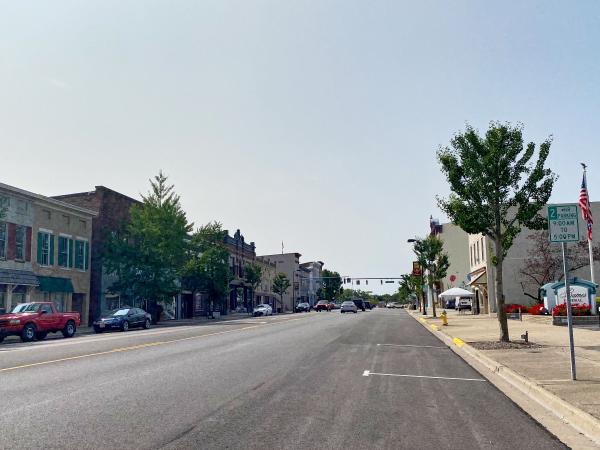Dayton & Western route on Main Street in Eaton