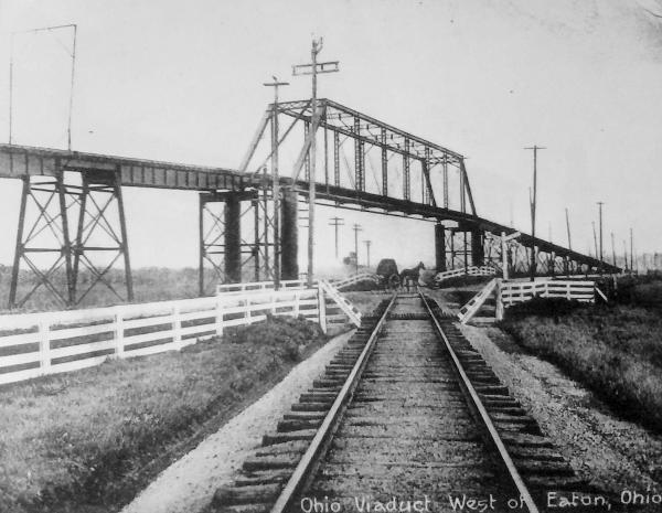 Historic photo of the Dayton & Western Ohio Viaduct northwest of Eaton