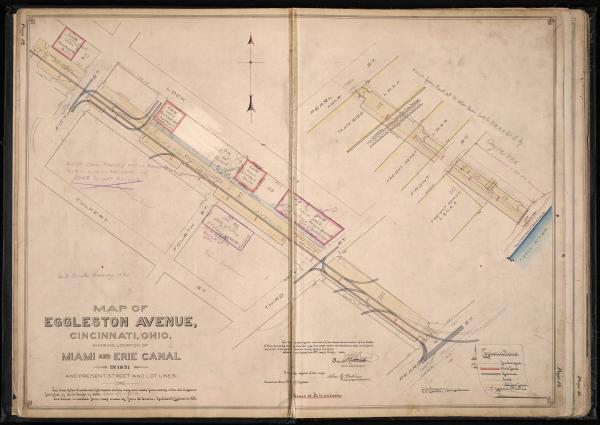 Historical plat map of the Miami & Erie Canal under Eggleston Avenue