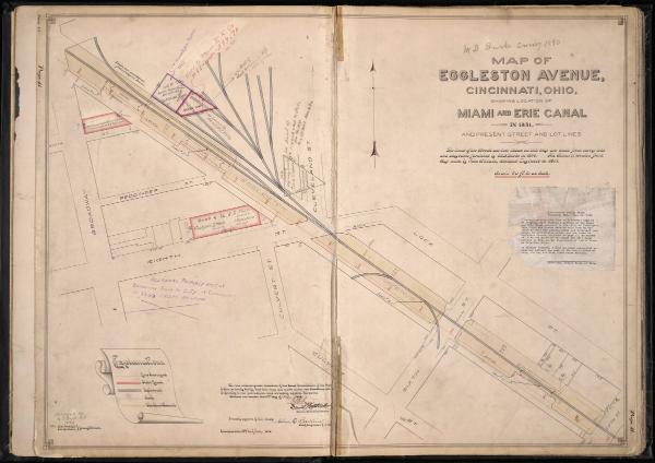 Historical plat map of the Miami & Erie Canal under Eggleston Avenue