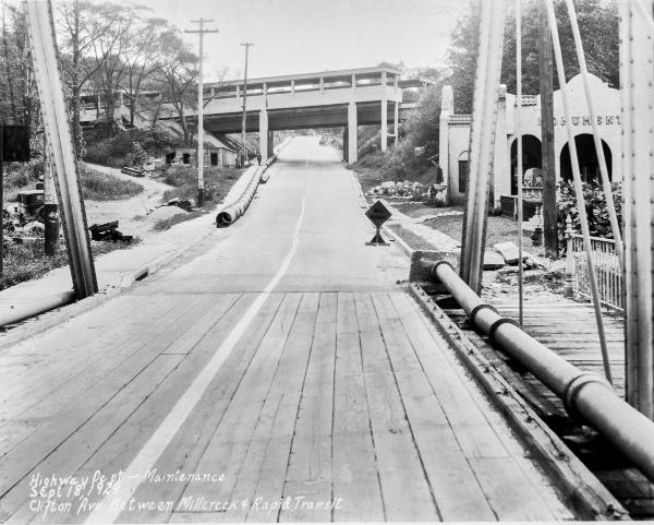 Historic photo of the Clifton Avenue rapid transit station in 1929
