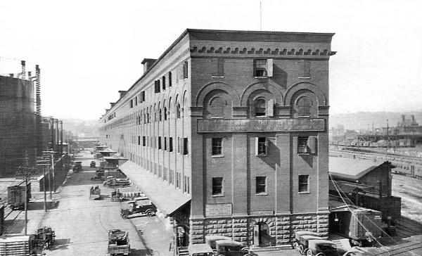 Historic photo of the B&O freight warehouse, now Longworth Hall