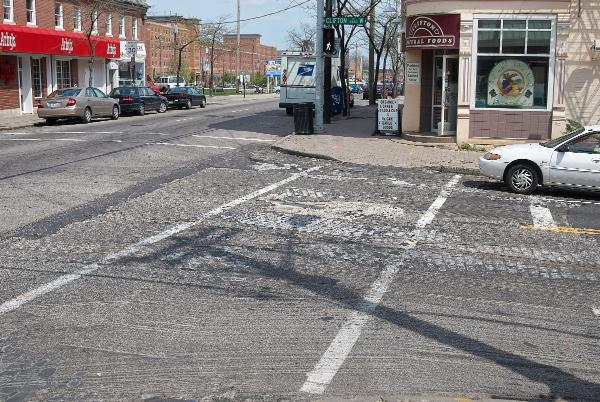 Revealed tracks and granite block paving at Clifton and McMillan in Fairview/Clifton Heights