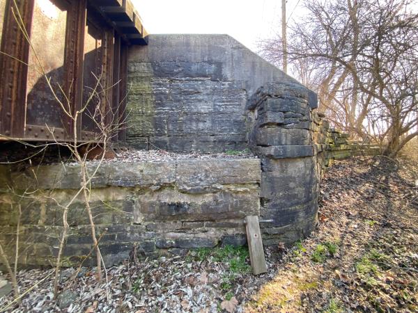 Detail view of the Dry Fork Creek bridge south abutment