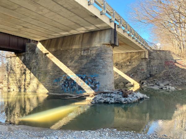 Underneath the Dry Fork Creek bridge