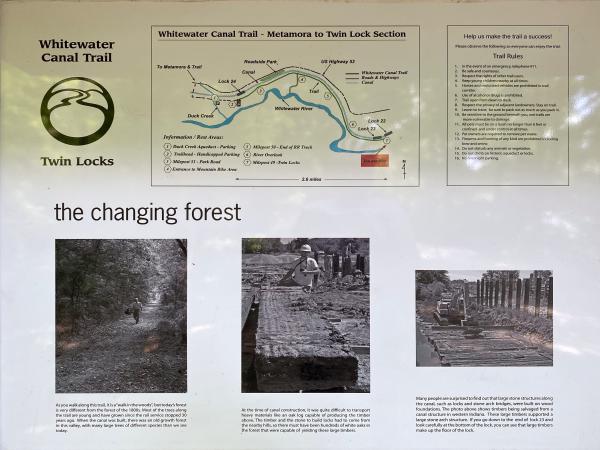Whitewater Canal informational board explaining how locks work