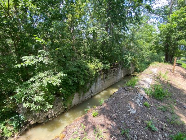 Detail of Whitewater Canal Ferris lock 27 near the Laurel Conservation Club