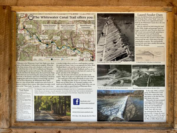 Whitewater Canal information board at the Laurel feeder dam
