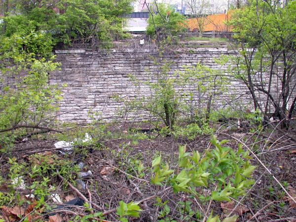 Remains of the 5th Street bridge over the Cincinnati & Whitewater Canal, and later the Big Four