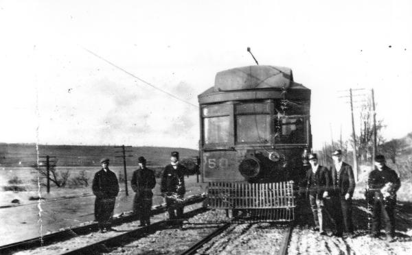 CL&A car #50 is near the Mount Saint Joseph station in January 1913 during an Ohio River flood