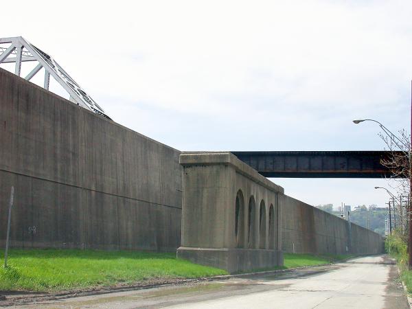 Old viaduct piers for the B&O and Big Four connection to Union Terminal