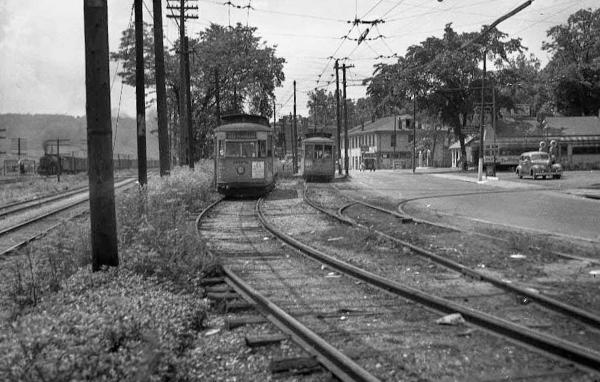 Historic photo of the CL&A terminal area at Anderson Ferry Road after conversion to streetcar service and demolition of the old station