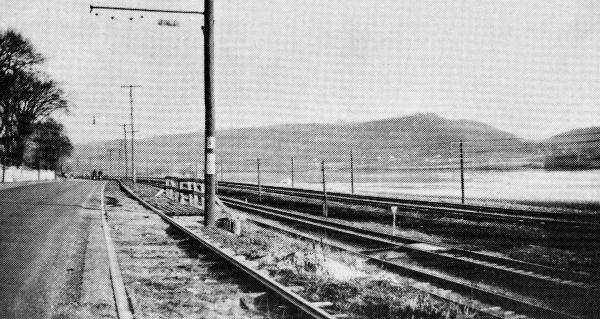 Historic photo of the Feinmore Street stop on the former CL&A after conversion to streetcars