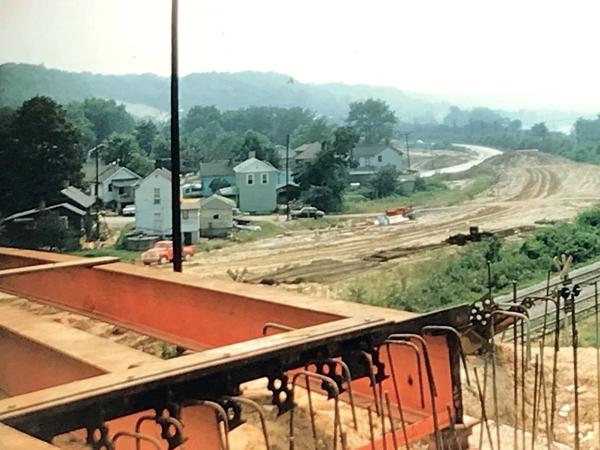 Historic photo of construction of the Brower Road overpass in 1960,