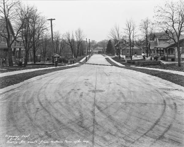 Historic photo of the Cincinnati & Westwood crossing Koenig Avenue in Westwood
