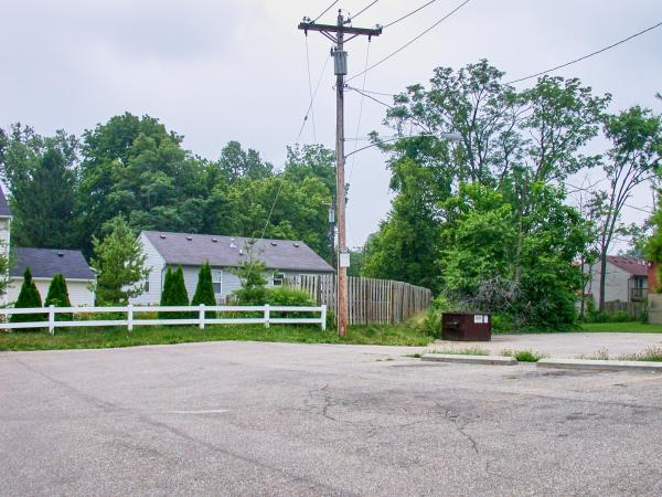 CG&P ROW through a parking lot on Benneville Street in Mt. Washington