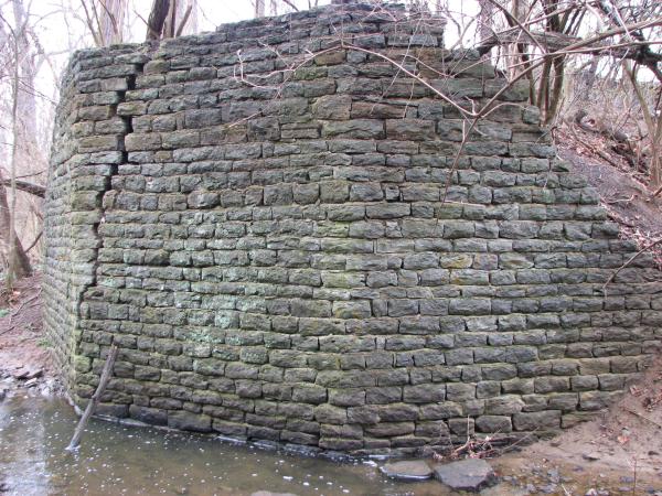 Detail of the eastern CG&P bridge abutment at Hall Run in Mt. Carmel