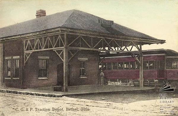 Historic postcard of the CG&P Bethel Station