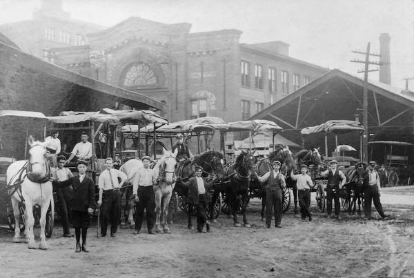 Historic photo of the rear of the CH&D Baymiller Street freight depot