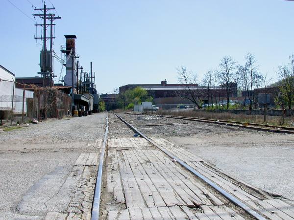 CH&D tracks crossing Gest Street in Lower Price Hill