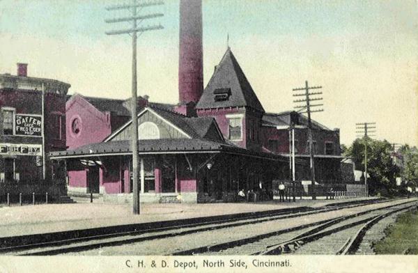 Historic postcard of the CH&D Cumminsville station