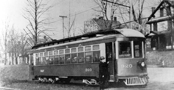Historic photo of CL&A car 920 at Wilkens Short Road in 1930