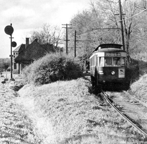 Historic photo of former CL&A track passing the Fernbank railroad station