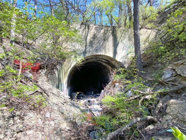 Close-up view of the CL&N Oak Street Tunnel south portal