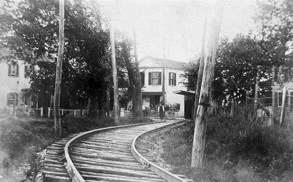 Historic photo of the CM&B tracks south of OH-28 at Elm Street in Mulberry