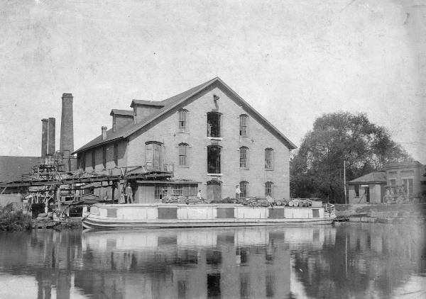 Historic photo of the Friend & Fox Paper Company in Lockland next to the Miami & Erie Canal