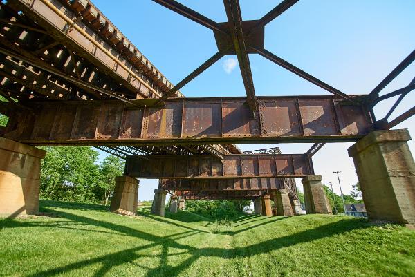 Miami & Erie Canal underneath the former Big Four, now Norfolk Southern Railroad, south of Miamisburg