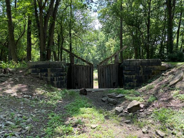 North end of Miami & Erie Canal lock #18 in Canal Lock Park in Huber Heights