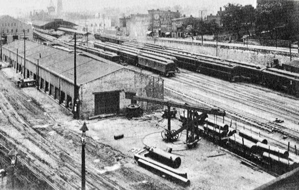 Historic photo of the Pennsylvania/Little Miami Railroad station and yards