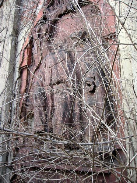 Detail of a carved relief on the Pennsylvania/Little Miami Railroad Torrence Road station