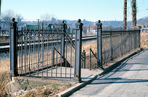 An old photo of the Pennsylvania/Little Miami Railroad pedestrian underpass along Walworth Avenue in Columbia-Tusculum
