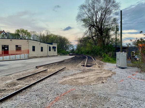 Indiana & Ohio Oasis, former Pennsylvania/Little Miami Railroad new track being installed at Airport Road
