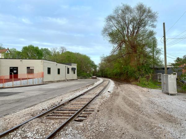 Indiana & Ohio Oasis, former Pennsylvania/Little Miami Railroad new track at Airport Road after completion