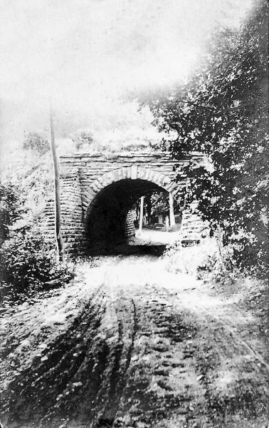 Historic photo of the Pennsylvania/Little Miami Railroad overpass at Elm Avenue in Terrace Park