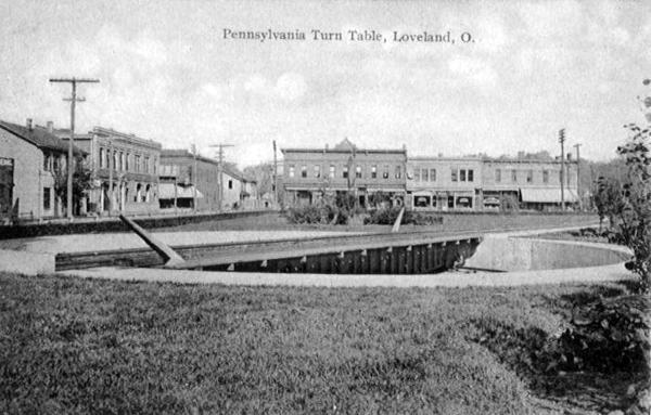 Historic postcard of the PRR/Little Miami turntable in Loveland