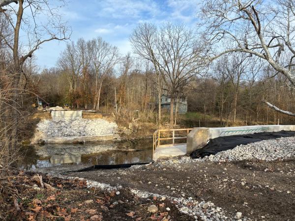 Pennsylvania/Little Miami Railroad bridge over O'Bannon Creek during reconstruction
