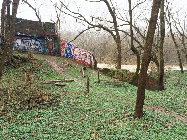 Bridge abutment for the Pennsylvania/Little Miami Railroad spur at Kings Mills