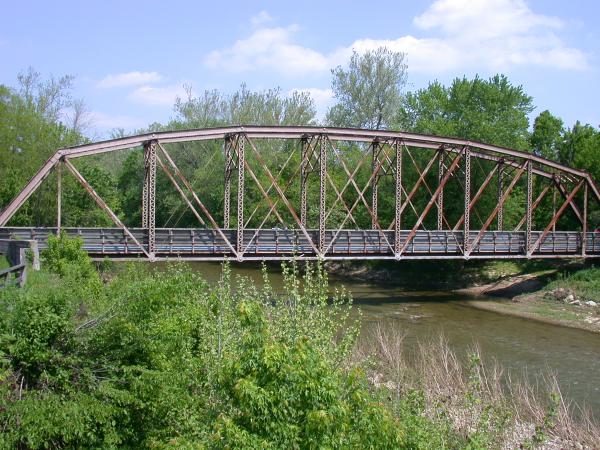 An old railroad bridge just east of Front Street in Morrow