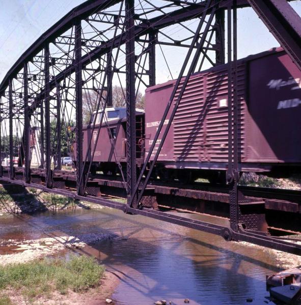 Old photo of the Pennsylvania/Little Miami Railroad bridge over Todd Fork in Morrow