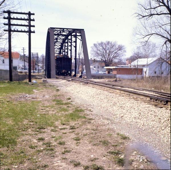 Old photo of the Pennsylvania/Little Miami Railroad bridge over Todd Fork in Morrow