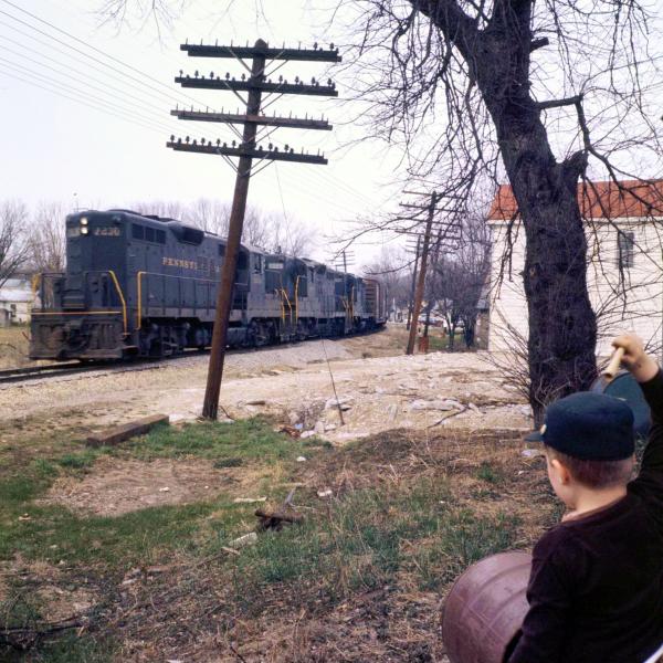 Old photo of the Pennsylvania/Little Miami Railroad east of the Todd Fork bridge in Morrow